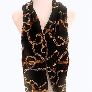 Echo Black and Gold Chain Pattern Scarf